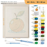 Orange on Blue punch needle kit, 20 × 24 in (50 × 60 cm): canvas size and kit contents