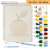Orange on Blue punch needle kit, 24 × 32 in (60 × 80 cm): canvas size and kit contents