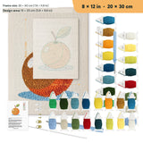 Orange on Blue punch needle kit, 8 × 12 in (20 × 30 cm): canvas size and kit contents