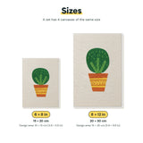 Size chart for the two mini canvas sizes: 6 x 8 in and 8 x 12 in