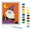 Orange Skater Ghost punch needle kit: finished canvas with threads, punch needle and threader