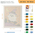 Orange Skater Ghost punch needle kit, 20 × 24 in (50 × 60 cm): canvas size and kit contents