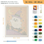 Orange Skater Ghost punch needle kit, 24 × 32 in (60 × 80 cm): canvas size and kit contents