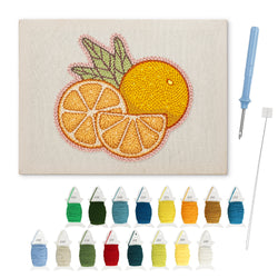 Orange Slices punch needle kit: finished canvas with threads, punch needle and threader