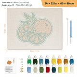 Orange Slices punch needle kit, 24 × 32 in (60 × 80 cm): canvas size and kit contents