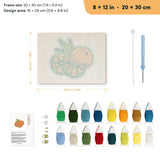Orange Slices punch needle kit, 8 × 12 in (20 × 30 cm): canvas size and kit contents