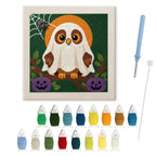 Owl in a Sheet punch needle kit: finished canvas with threads, punch needle and threader