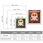 Size chart for square punch needle kits from 30 x 30 cm to 60 x 60 cm