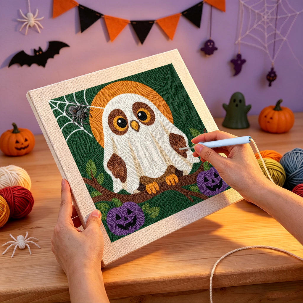 Punching the Owl in a Sheet design with the punch needle