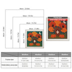 Size chart for square punch needle kits from 30 x 30 cm to 60 x 60 cm