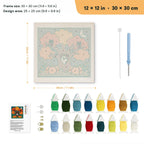 Owl Tree Ghost punch needle kit, 12 × 12 in (30 × 30 cm): canvas size and kit contents