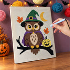 Punching the Owl Witch design with the punch needle
