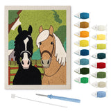 Paddock Friends punch needle kit: finished canvas with threads, punch needle and threader