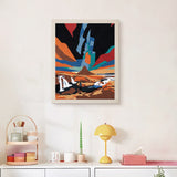 Finished Painted Desert Night punch needle canvas on a wall
