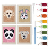 Panda and Labrador mini punch needle kit set: four finished canvases with threads, punch needle and threader