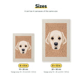 Size chart for the two mini canvas sizes: 6 x 8 in and 8 x 12 in