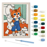 Paper Roll Mischief punch needle kit: finished canvas with threads, punch needle and threader