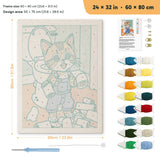 Paper Roll Mischief punch needle kit, 24 × 32 in (60 × 80 cm): canvas size and kit contents