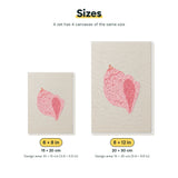Size chart for the two mini canvas sizes: 6 x 8 in and 8 x 12 in