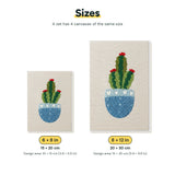 Size chart for the two mini canvas sizes: 6 x 8 in and 8 x 12 in