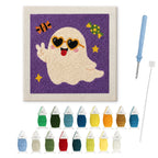 Peace Sign Ghost punch needle kit: finished canvas with threads, punch needle and threader