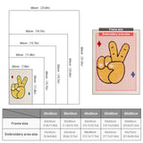 Size chart for punch needle kits from 20 x 30 cm to 60 x 80 cm