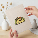 Hand holding a finished Peach Pizza Party mini canvas