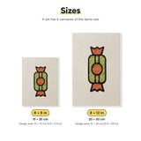 Size chart for the two mini canvas sizes: 6 x 8 in and 8 x 12 in