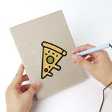 Punching a Peach Pizza Party mini canvas with the punch needle