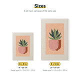 Size chart for the two mini canvas sizes: 6 x 8 in and 8 x 12 in