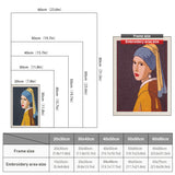 Size chart for punch needle kits from 20 x 30 cm to 60 x 80 cm