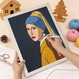 Punching the Pearl Earring Girl design with the punch needle