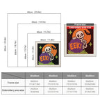 Size chart for square punch needle kits from 30 x 30 cm to 60 x 60 cm