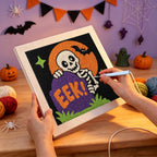 Punching the Peekaboo Skeleton design with the punch needle