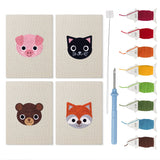 Piglet and Fox mini punch needle kit set: four finished canvases with threads, punch needle and threader
