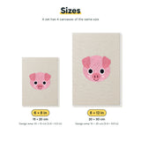Size chart for the two mini canvas sizes: 6 x 8 in and 8 x 12 in