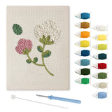 Pink and White Sprig punch needle kit: finished canvas with threads, punch needle and threader