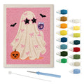 Pink Bow Ghost punch needle kit: finished canvas with threads, punch needle and threader