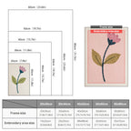 Size chart for punch needle kits from 20 x 30 cm to 60 x 80 cm