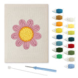 Pink Daisy Head punch needle kit: finished canvas with threads, punch needle and threader