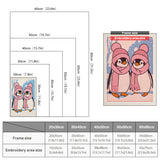 Size chart for punch needle kits from 20 x 30 cm to 60 x 80 cm