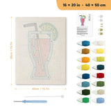 Pink Lime Cocktail punch needle kit, 16 × 20 in (40 × 50 cm): canvas size and kit contents