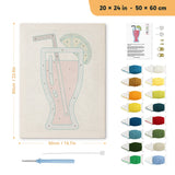 Pink Lime Cocktail punch needle kit, 20 × 24 in (50 × 60 cm): canvas size and kit contents