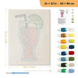 Pink Lime Cocktail punch needle kit, 24 × 32 in (60 × 80 cm): canvas size and kit contents