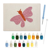 Pink Moth punch needle kit: finished canvas with threads, punch needle and threader