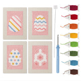Pink Pastel Eggs mini punch needle kit set: four finished canvases with threads, punch needle and threader