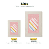 Size chart for the two mini canvas sizes: 6 x 8 in and 8 x 12 in