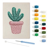 Pink Pot Succulent punch needle kit: finished canvas with threads, punch needle and threader
