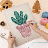 Punching the Pink Pot Succulent design with the punch needle