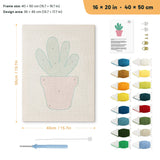 Pink Pot Succulent punch needle kit, 16 × 20 in (40 × 50 cm): canvas size and kit contents